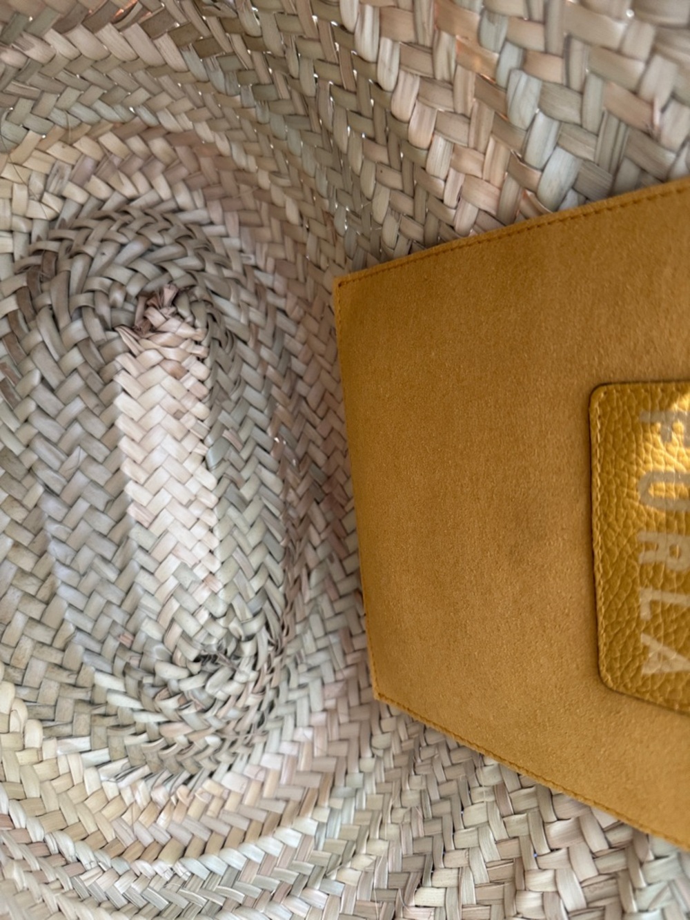 Furla Yellow Woven Tote with Tan Leather Handles - Picture 4 of 12
